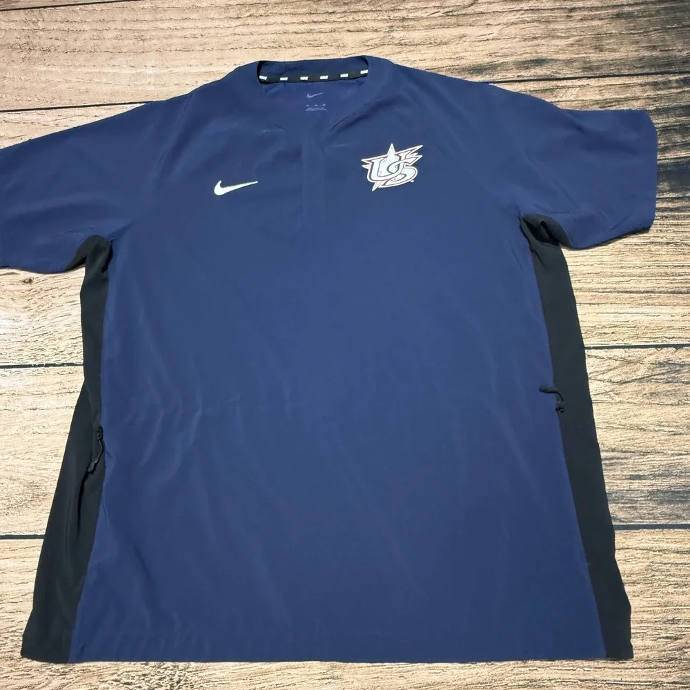 Nike USA Baseball Training Top Mens XL Navy Blue Pullover Cage Jacket DO9175-419